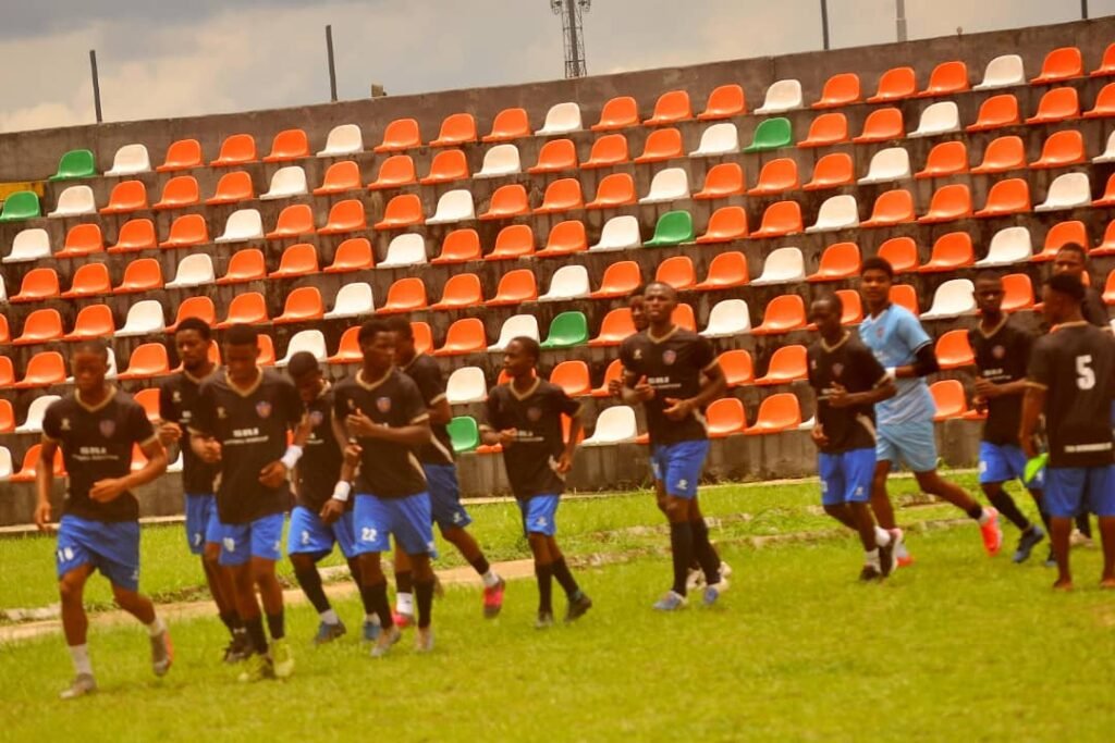 pre training for match at uyo stadium