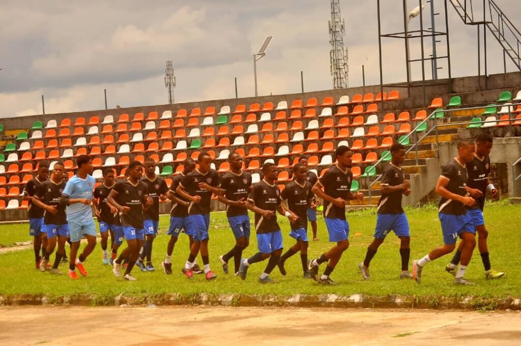 pre training for match at uyo stadium